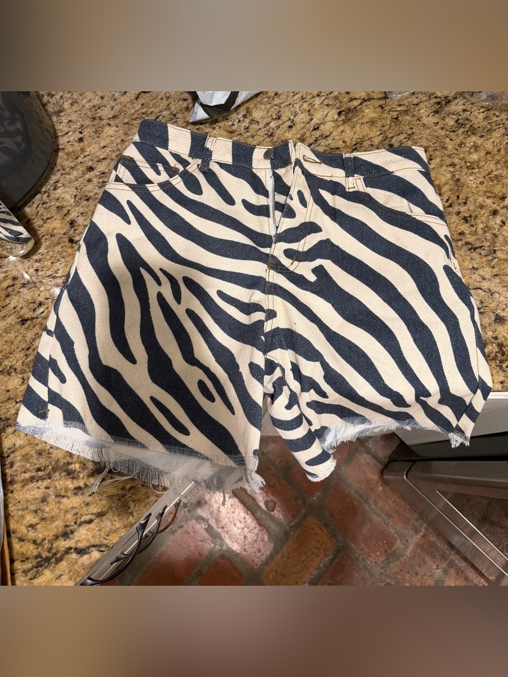 Zebra Print High-Waist Women's Shorts - Black & Cream